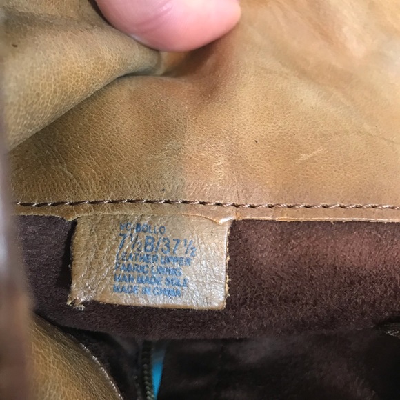 Vince Camuto Brown Leather Factory Distressed Embellished Heel Tall Boots 7.5 B - Picture 6 of 12